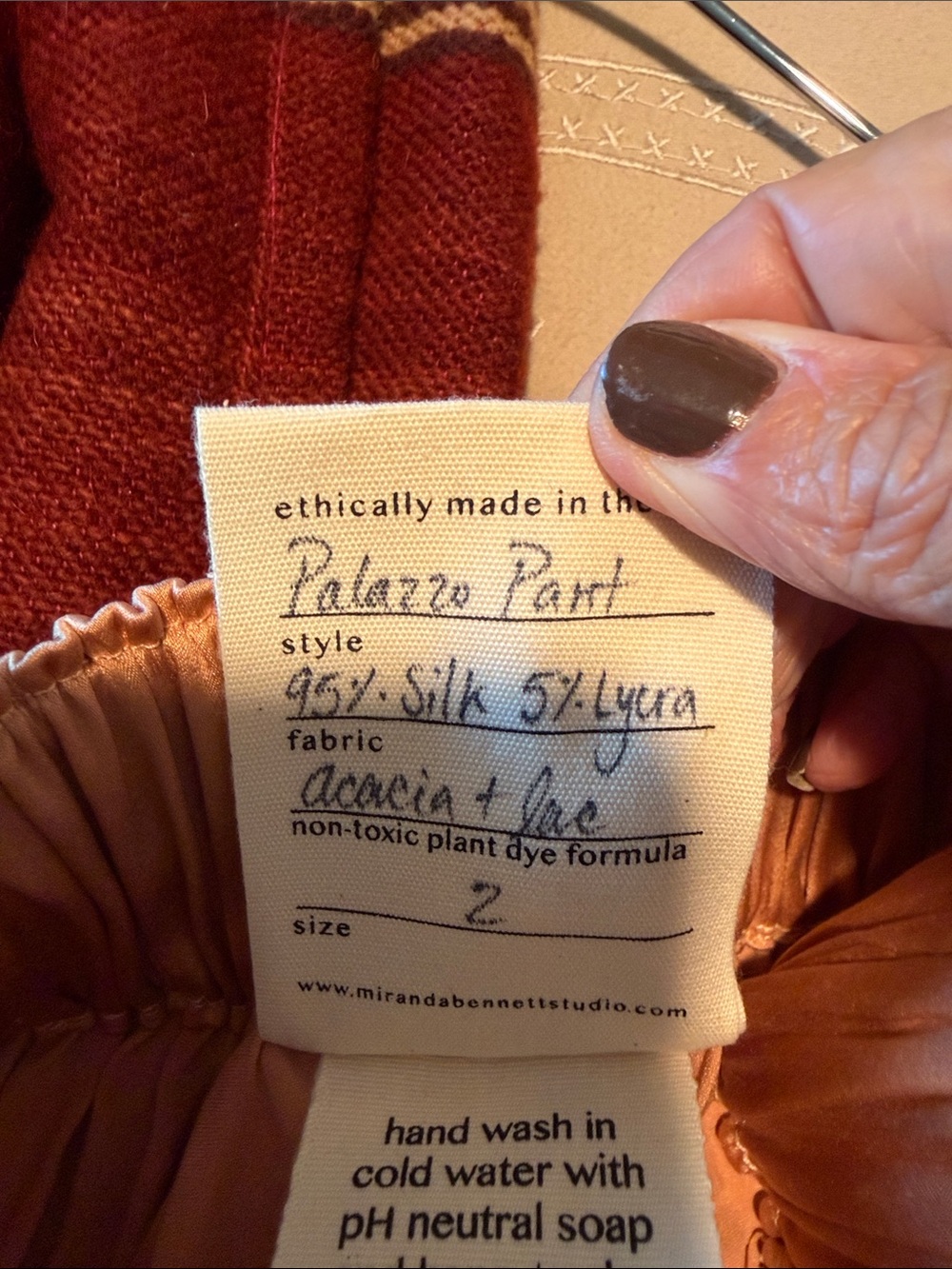 Miranda Bennett peach silk palazzo pant - Picture 3 of 8